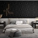 Ver imagem 1 de KIT 4 Placas 3D PVC Preto Decoração Revestimento PREMIUM de Parede e Teto (1m²) - STAR