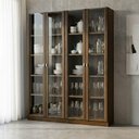 Ver imagem 1 de Kit 2 Cristaleiras Multiuso com 4 Portas de Vidro e 8 Prateleiras Marrom/Nogal