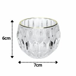 Porta Velas Castiçal Vidro Facetado Borda Dourado - Yangzi - 4