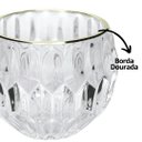 Ver imagem 2 de Porta Velas Castiçal Vidro Facetado Borda Dourado - Yangzi