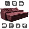 Sofá sem Caixa Retrátil Baú 2,00m Cama Inbox Secret Suede Velusoft Vinho - 4