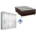 Ver imagem 1 de Cama Box Casal + Colchão Light Ortobom + Guarda Roupa Master 8.6 Branco