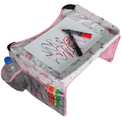 Mesinha Infantil Portátil para Cadeirinha Carro e Carrinho de Bebe Montessoriano Cor:Rosa