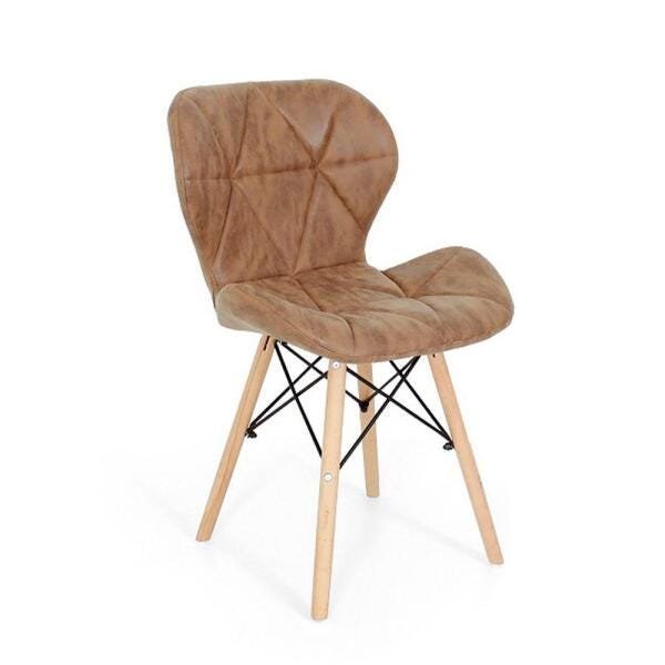 Cadeira Charles Eames Eiffel Slim Special Estofada - Marrom Claro