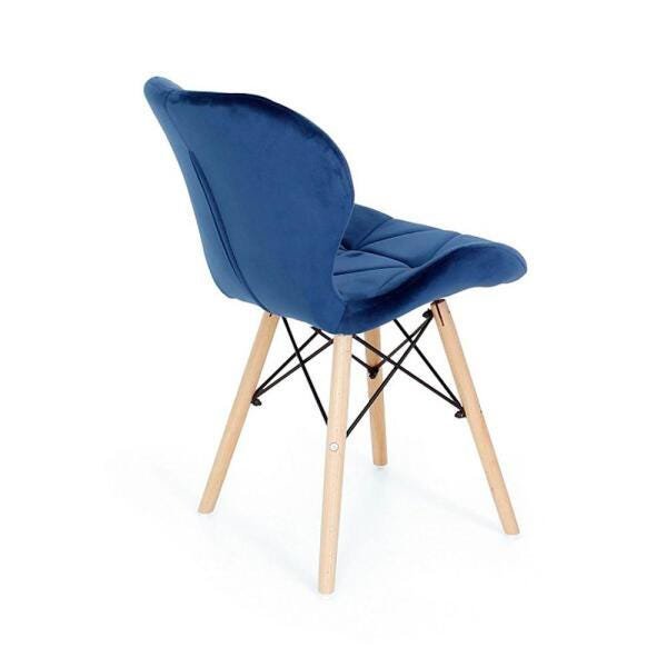 Cadeira Charles Eames Eiffel Slim Veludo Estofada - Azul Marinho - 3