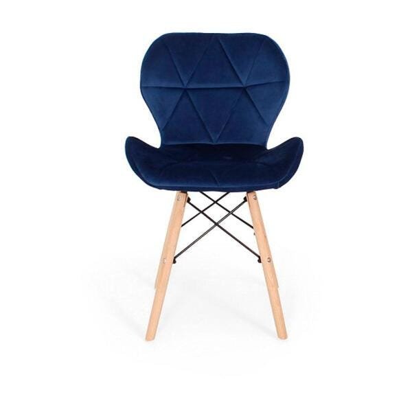 Cadeira Charles Eames Eiffel Slim Veludo Estofada - Azul Marinho - 2