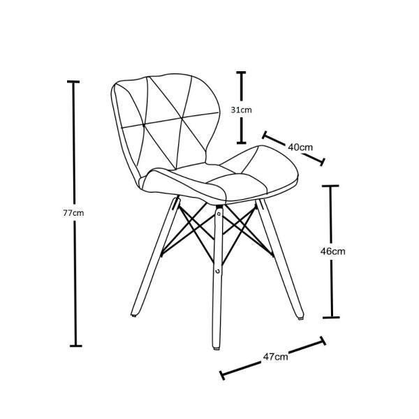 Cadeira Charles Eames Eiffel Slim Veludo Estofada - Azul Marinho - 4