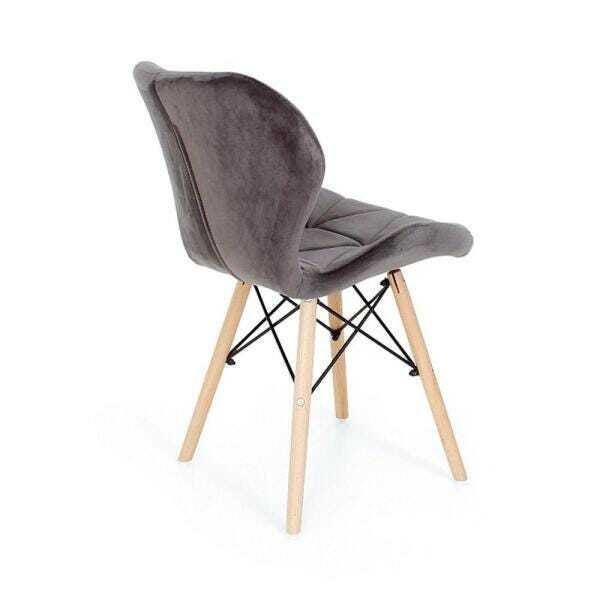 Cadeira Charles Eames Eiffel Slim Veludo Estofada - Grafite - 3