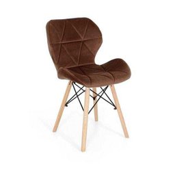 Cadeira Charles Eames Eiffel Slim Veludo Estofada - Marrom - 1