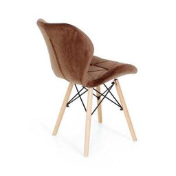 Cadeira Charles Eames Eiffel Slim Veludo Estofada - Marrom - 3