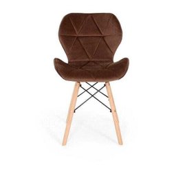 Cadeira Charles Eames Eiffel Slim Veludo Estofada - Marrom - 2
