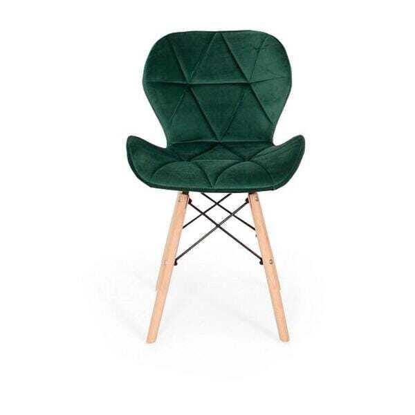 Cadeira Charles Eames Eiffel Slim Veludo Estofada - Verde - 2