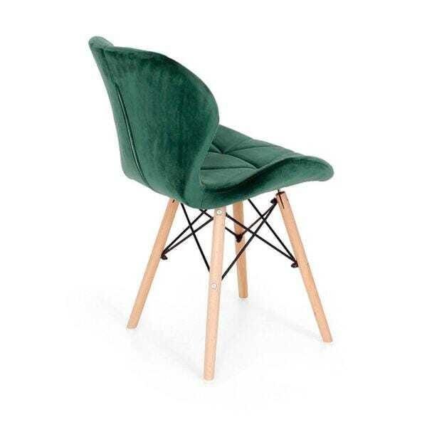 Cadeira Charles Eames Eiffel Slim Veludo Estofada - Verde - 3