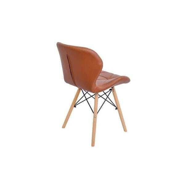 Cadeira Charles Eames Eiffel Slim Wood Estofada - Marrom - 3