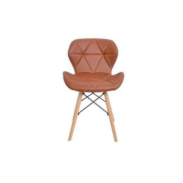 Cadeira Charles Eames Eiffel Slim Wood Estofada - Marrom - 2