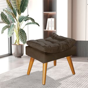 Puff Sênior Luxuoso Banco Apoio Pés Almofadado Penteadeira:marrom Suede