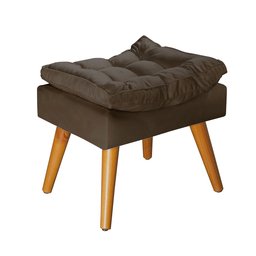 Puff Sênior Luxuoso Banco Apoio Pés Almofadado Penteadeira:marrom Suede - 2