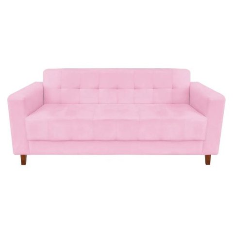 Sofá 3 Lugares Lívia Suede - D'Rossi - Rosa Bebê