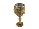 Ver imagem 1 de Taça Cálice Em Aço Inox e Resina 6 Caveiras Osso Crânio Medieval Rock Colecionável Decorativo Coquet