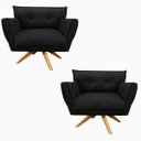 Ver imagem 1 de Kit 2 Poltronas Giratória Anitta Suede - D'Rossi - Preto