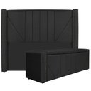 Ver imagem 1 de Kit Cabeceira E Calçadeira Baú Solteiro 90cm Corano Preto