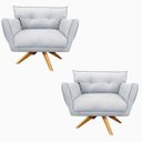 Ver imagem 1 de Kit 2 Poltronas Giratória Anitta Suede - D'Rossi - Cinza