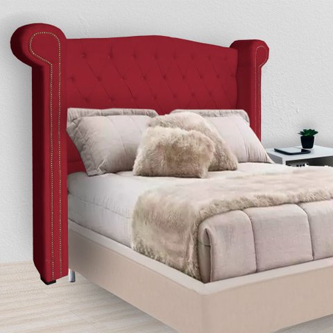 Cabeceira Estofada Sienna para Cama Box Queen 160 cm Suede Vermelho