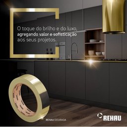 Fita de Borda Pvc Metallic Dourada 22x0,40mm Rolo 20m Rehau - 2