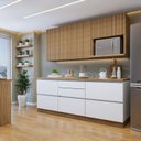 Ver imagem 1 de Cozinha Completa Modulada 4 Peças 6 Portas 4 Gavetas com Rodapé Norten Marrom/Branco/Nature