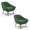 Ver imagem 1 de Kit 2 Poltronas Giovana Suede Pés Palito Ferro - D'Rossi - Verde