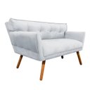 Ver imagem 3 de Kit Namoradeira e 02 Poltronas Anitta Suede Pés Palito - D'Rossi - Cinza