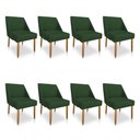 Ver imagem 1 de Kit 08 Cadeiras Poltona Juliana Suede Verde Pés Palito Castanho - Pallazio