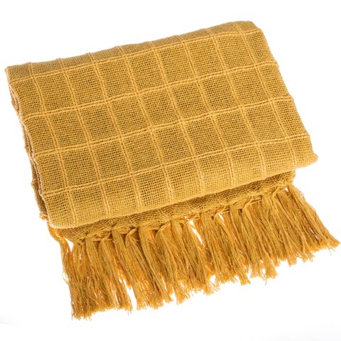 Manta para Sofa ou Peseira Algodao Diversas Cores 1.80x1.20m - Mostarda