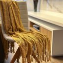 Ver imagem 3 de Manta para Sofa ou Peseira Algodao Diversas Cores 1.80x1.20m - Mostarda