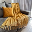 Ver imagem 2 de Manta para Sofa ou Peseira Algodao Diversas Cores 1.80x1.20m - Mostarda