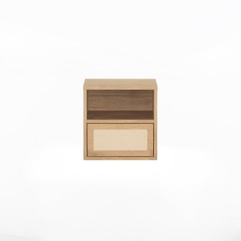 Mesa de Cabeceira Har Suspensa 1 Gaveta 1 Nicho 33 Cm X 36 Cm Tauari - Telinha Rattan