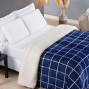 Ver imagem 3 de Coberdrom Cobertor Brooklyn Solteiro Sherpa Manta Flannel Quadriculado - Azul Marinho