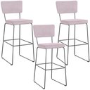 Ver imagem 1 de Kit 03 Banquetas Alta para Cozinha Sala de Jantar Base em Aço Allana L02 Suede Rosê - Lyam Decor