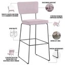 Ver imagem 4 de Kit 03 Banquetas Alta para Cozinha Sala de Jantar Base em Aço Allana L02 Suede Rosê - Lyam Decor