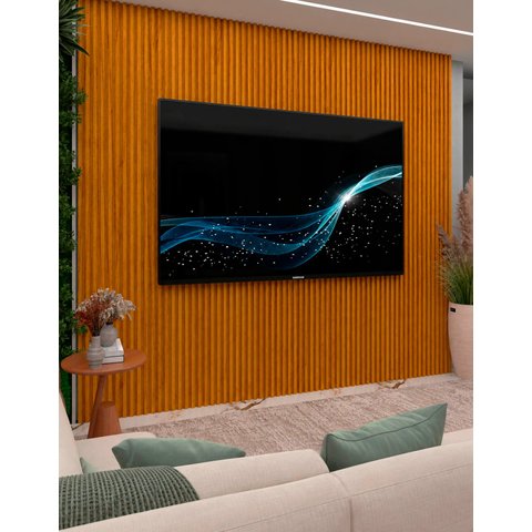 Painel Ripado Modulo Suspenso Parede TV 85 Nanda 2200 mm Cor:Madeira