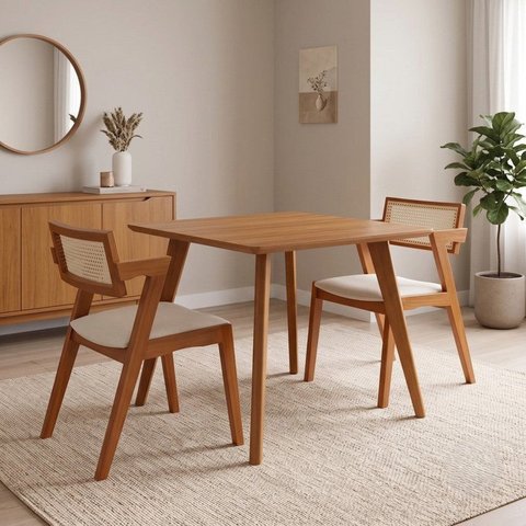 Conjunto de Mesa 90x90cm com 2 Cadeiras Verona Marrom Espresso Móveis