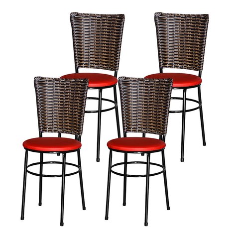4 Cadeiras para Mesa Preta Hawai Avelã:vermelho