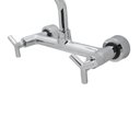 Ver imagem 5 de Torneira Misturador Cozinha Parede 1/4 de Volta Metal Cromado Duplo Comando