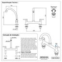 Ver imagem 4 de Torneira Misturador Cozinha Mesa Arejador Articulado Metal até 70º C ¼ Cobre