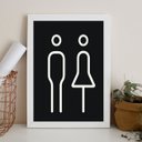 Ver imagem 2 de Quadro Sinalização Banheiro Unissex 24x18cm - com Vidro:madeira Branca