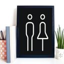 Ver imagem 1 de Quadro Sinalização Banheiro Unissex 24x18cm - com Vidro:madeira Branca