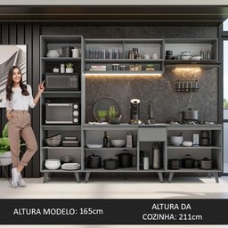 Armário de Cozinha Completa 260cm Cinza Nice Madesa 01 - 6