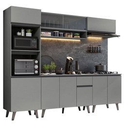 Armário de Cozinha Completa 260cm Cinza Nice Madesa 01 - 3