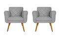 Ver imagem 1 de Kit 02 Poltronas Decorativa Sala Recepção Em Tressê Isabella Suede Cinza- LM DECOR