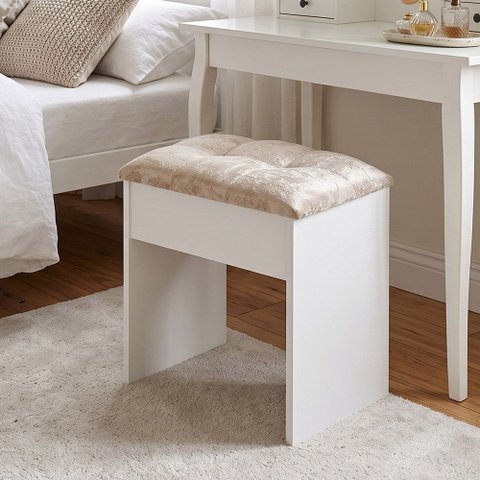 Banqueta Camarim Plus Estofada Assento Macio para Penteadeira Quarto Maquiagem - Branco